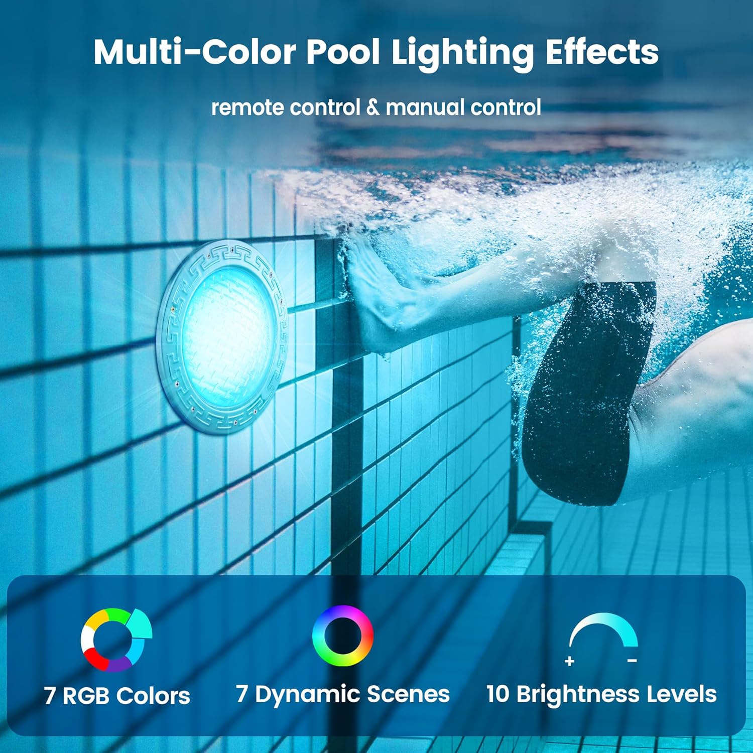 SURAIELEC 12V AC Pool Lights for Inground Pool  10 inch Color Changing LED Pool Light with Remote Control  300W Equivalent  Underwater Swimming Pool Light Fixture for Large Wet Niches  50FT