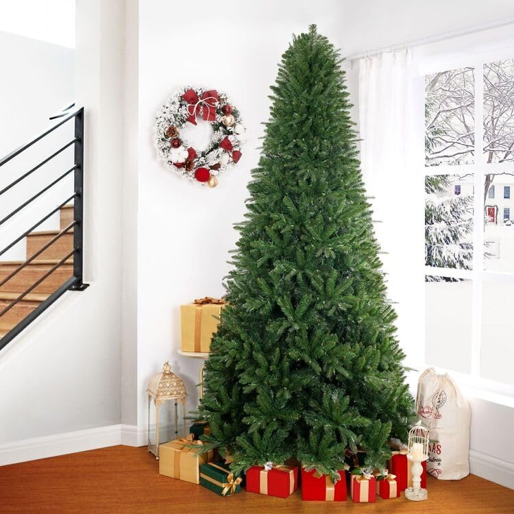 Naomi Home 7.5ft Christmas Tree with Lights, Realistic Fir Christmas Tree Prelit with 1746 Branch Tips, 550 Warm Lights and Metal Stand, Aritificial Tree, Árbol De Navidad