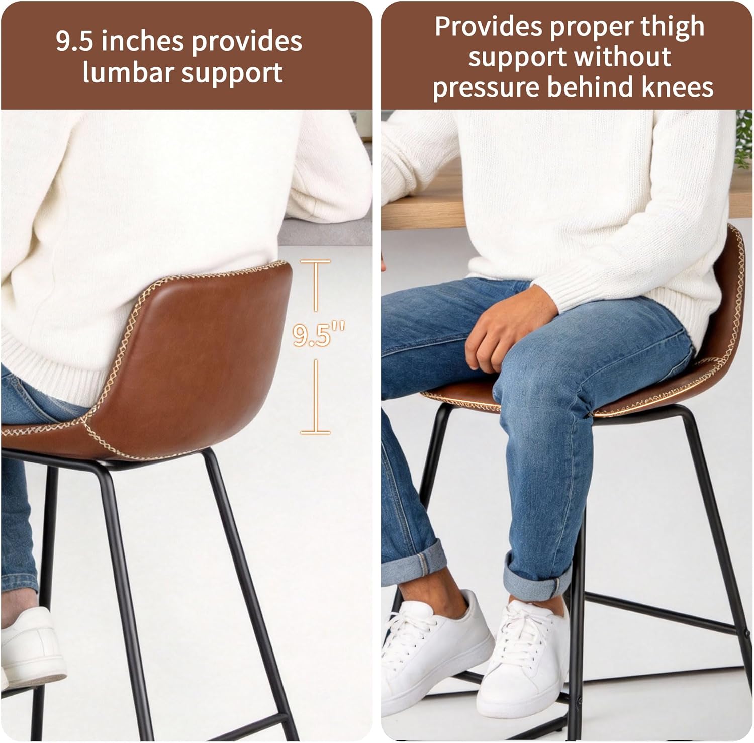 HeuGah Bar Stools, 30" Bar Height Stools Set of 4,Faux Leather Bar Stools with Back, Industrial Bar Height Barstool with Metal Legs Modern Counter Stool for Kitchen Island