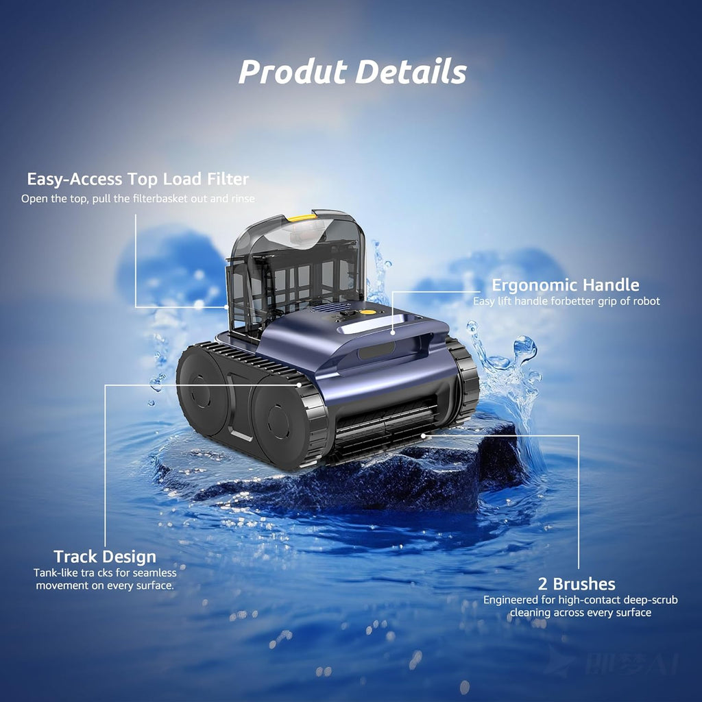 (2026 Upgrade) Cordless Robotic Pool Cleaner  Robotic Pool Vacuum for Inground Pools  Floor  Wall  Waterline and Drain Cleaning  180 min Battery Life for Pool Up to 2150 Sq.ft