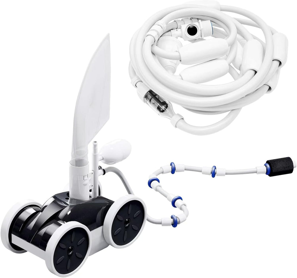 MAKHOON Upgrade Pool Pressure Side Sweeper: Professional Solution for Cleaning Your Swimming Pool (Four Wheels are Better Than Three) Need 1.5" Female Thread Pool Booster Pump Inlet  4 Bar Pressure