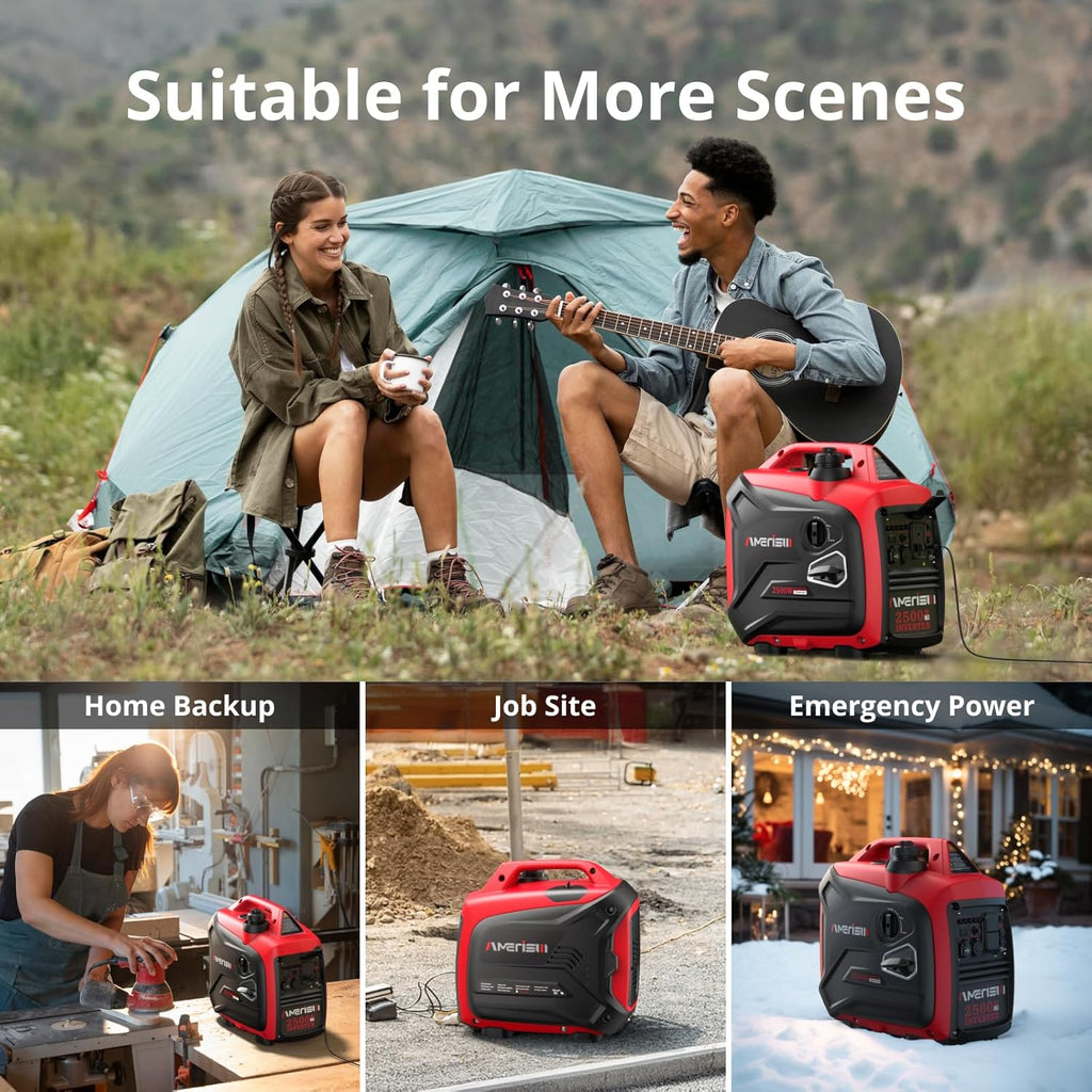 2500-Watt Gas Powered Portable Inverter Generator  CO Sensor  Super Quiet for Home Backup  Emergency  Camping  EPA Compliant