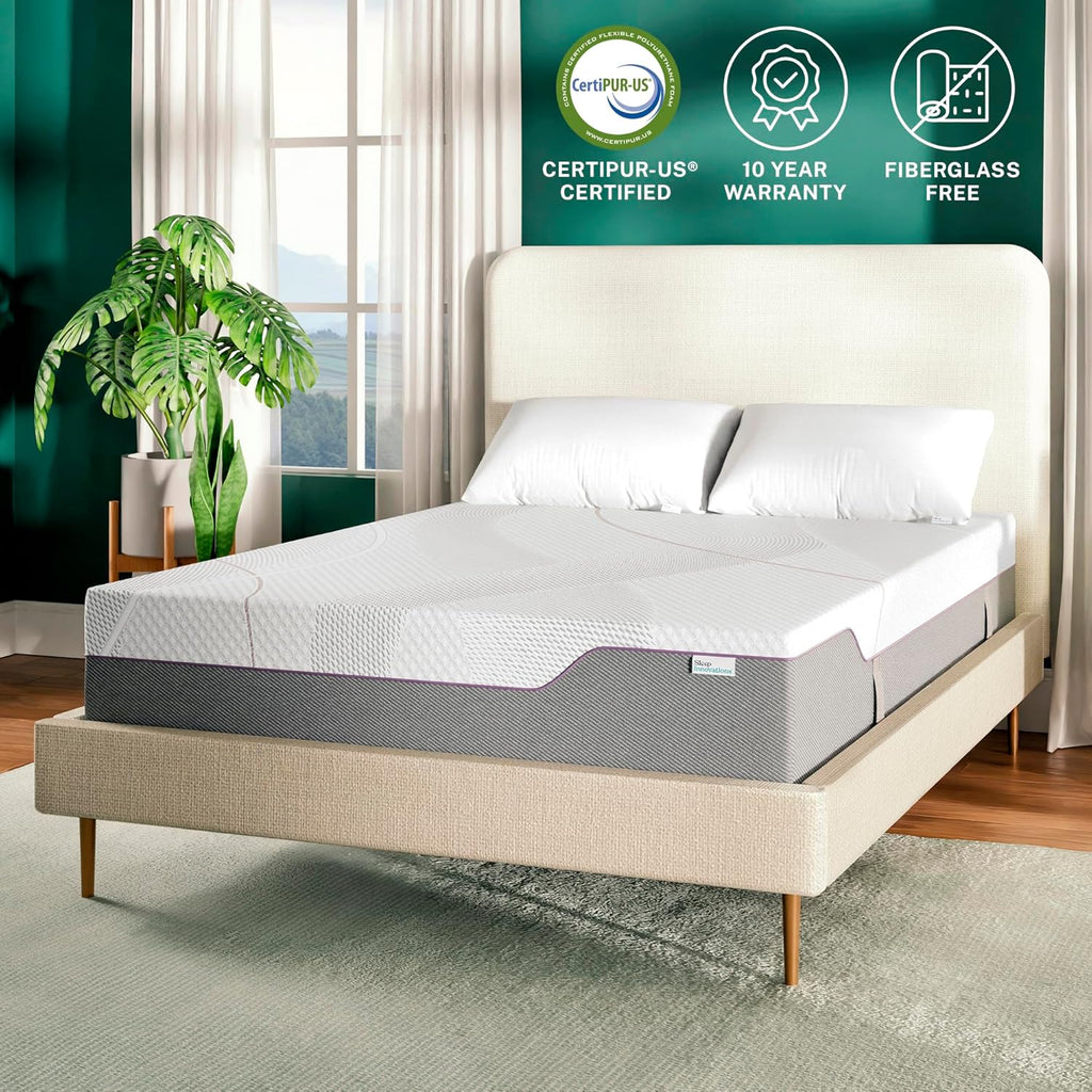 Sleep Innovations Marley 12 Inch Green Tea Gel Memory Foam Mattress, Full Size, Bed in a Box, Medium Firm Feel