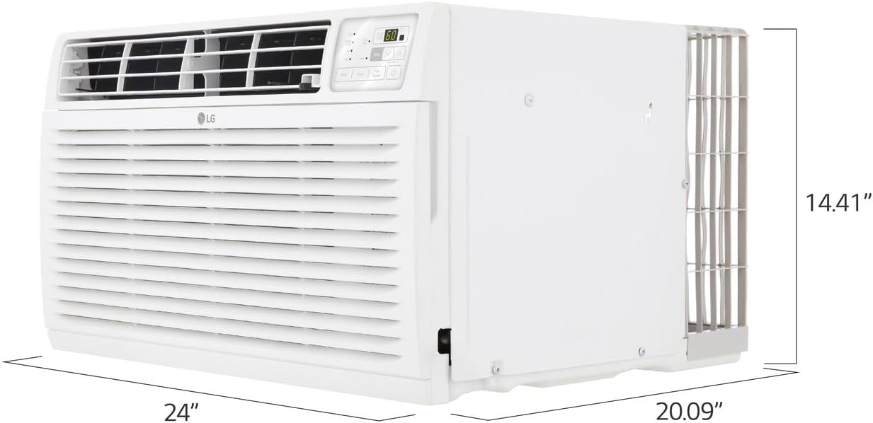 LG 11,800 BTU Through the Wall Air Conditioner, 115V, Cools up to 530 Sq. Ft. for Bedroom, Living Room, Apartment, with Remote, 3 Cool & Fan Speeds, Universal design fits most sleeves, White