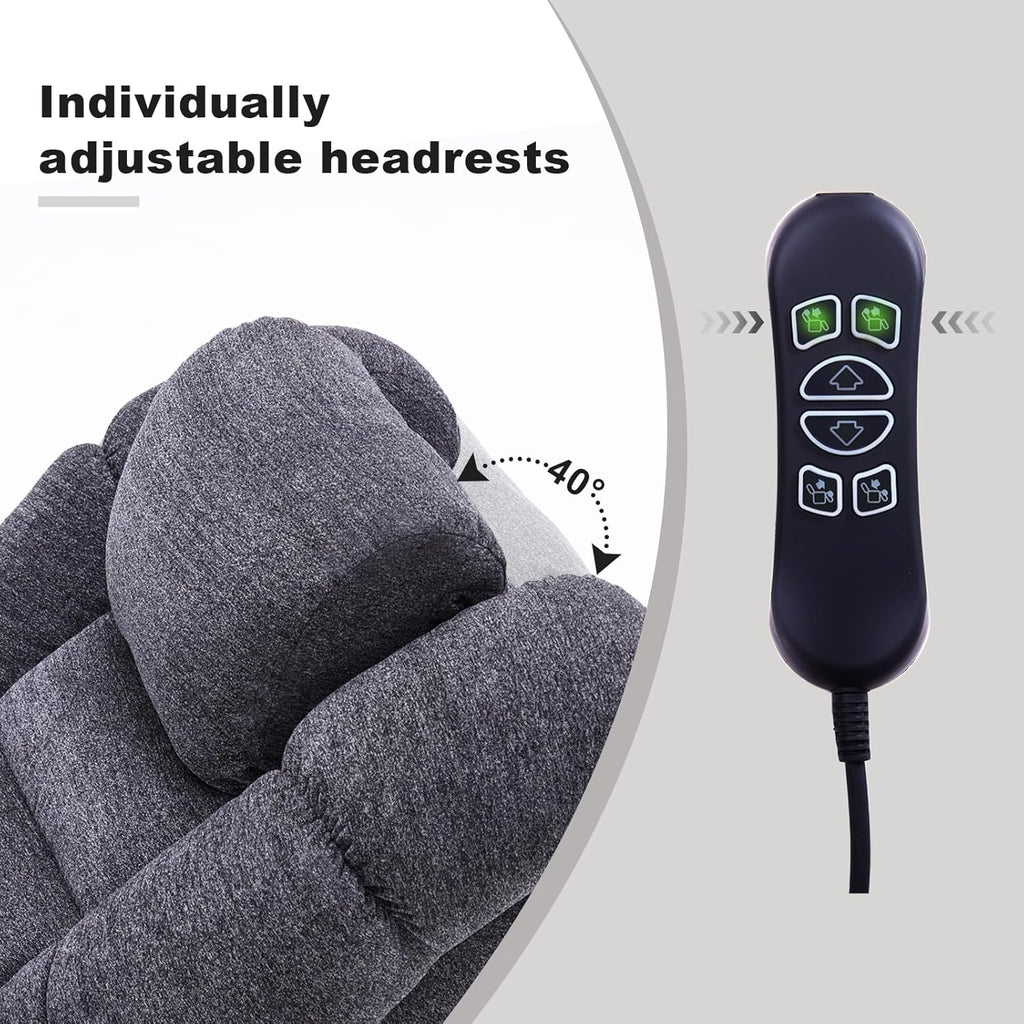Triple Motor Power Lift Recliner Chair with Massage and Dual Heat for Elderly People, Zero Gravity Lay Flat Recliner Infinite Position, USB Ports（Grey）