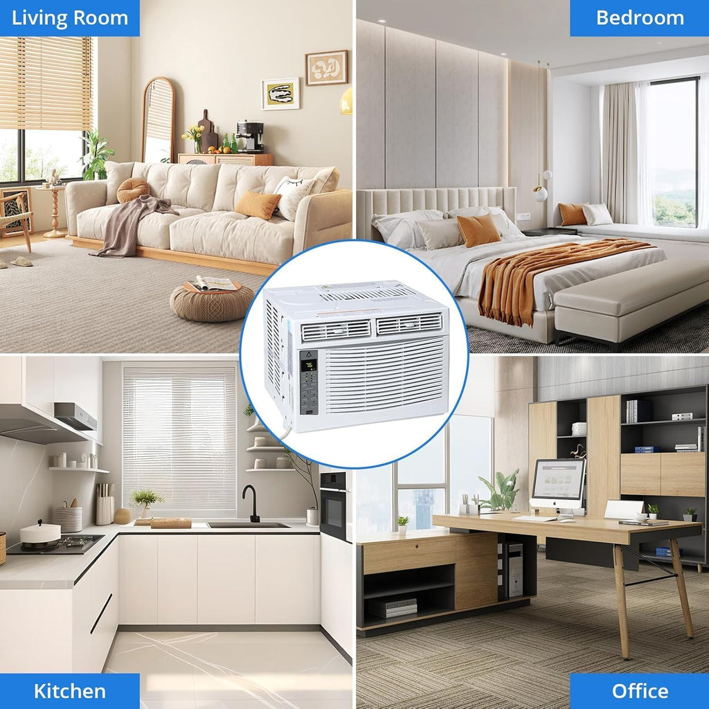 Window Air Conditioner, 6,000 BTU Capacity Covers 250 Sq Ft, Smart Home Compatible with Remote Control and with Wi-Fi Connectivity, Quick Install Window Unit for Bedrooms & Living Spaces