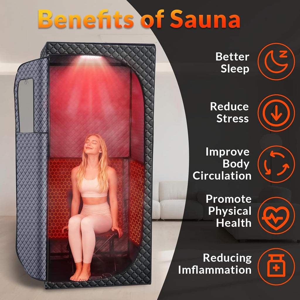 Dry Infrared Sauna  Red Light Therapy Saunas for Relaxation  Detox and Muscle Relief  9 Levels Up to 140°F Personal Indoor Saunas Tent  Portable Sauna for Home  Bedroom  Living Room