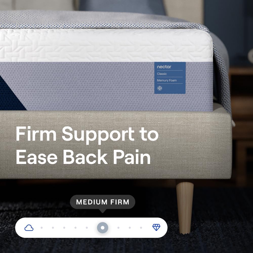 Nectar Classic 12” Queen Mattress - Medium Firm - Contouring Memory Foam - Cooling Top Layer - Back Pain Relief - Mattress in a Box - 365-Night Trial & Forever Warranty