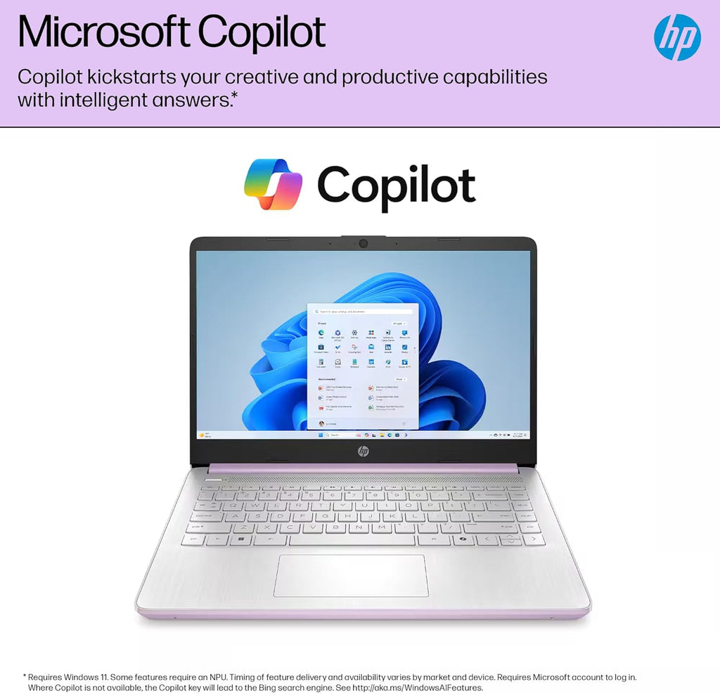 HP 14 Laptop Student Business 2025 Flagship Computer  AI Copilot  4-Core 13th Gen Intel CPU  16GB RAM 628GB Storage (128GB UFS+500GB Ext) 1-Yr Office 365 Long Battery HubxcelAccessory Win 11S Lavender