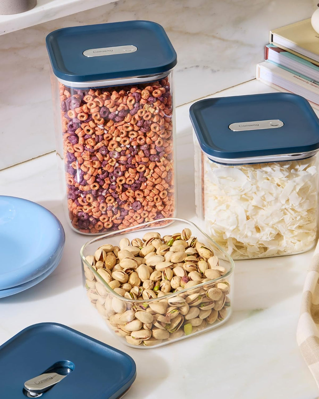Caraway 13-Piece Glass Airtight Food Storage Containers with Lids – Non-Toxic, BPA-Free Kitchen Storage Containers – Stackable, Space-Saving Airtight Containers for Dry Goods and More - Gray