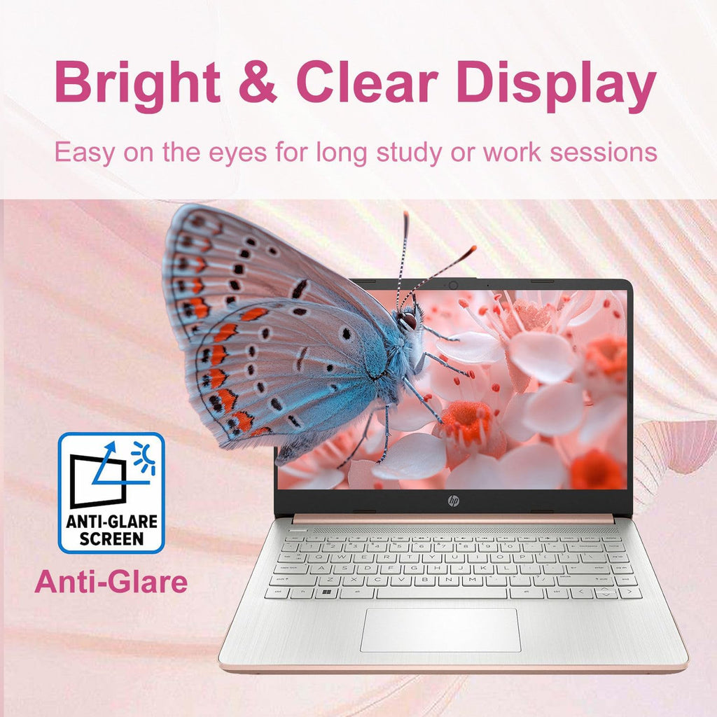 HP 14″Rose Gold Lightweight Laptop  with Office 365 & Copilot AI  Intel Processor  8GB RAM Memory  128GB SSD + 1TB Cloud Storage