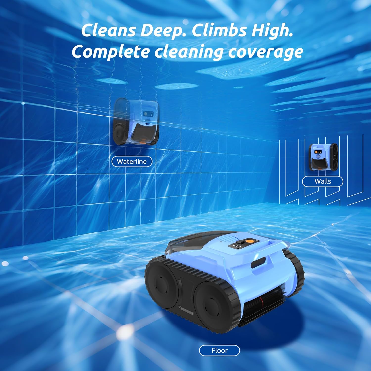 (2026 Upgrade) Pool Vacuum for Inground Pools  Robotic Pool Cleaner  Wall Climbing Pool Cleaner  Cleans Pool Floors  Drain & Walls & Waterline  Cleaning Up to 2100 Sq.ft  180 Min