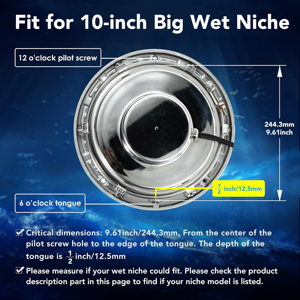 HQUA PN01DC LED Inground Pool Lighting System RGBW Color Change 10 Inch 50W  Remote/App Control  120V AC  100 Feet Cord
