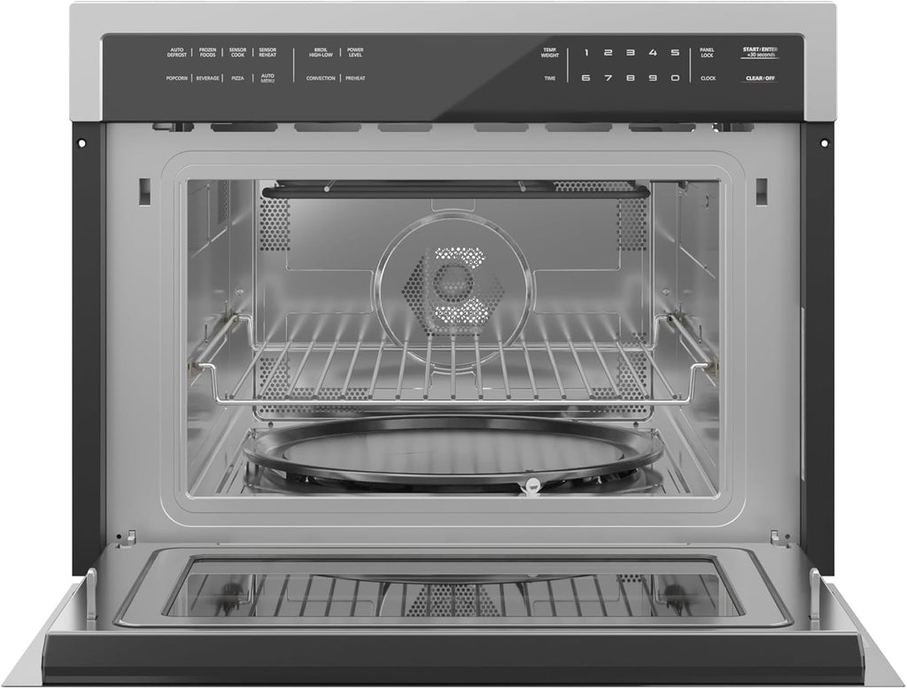 KoolMore 24 Inch Built-in Convection Oven and Microwave Combination with Broil, Soft Close Door, 1000 Watt Power, Stainless Steel Finish, Touch Control LCD Display