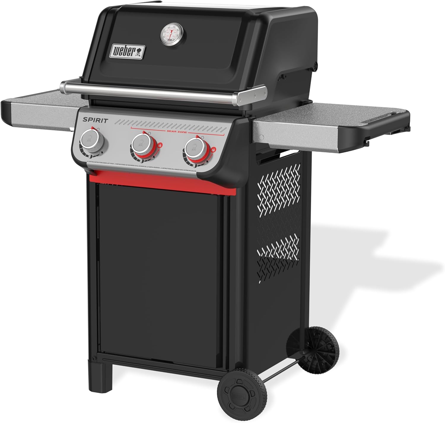 Weber Spirit E-325 Liquid Propane Gas Grill for Outdoor Cooking and BBQ  3 Burners and 2 Boost Burners  Black – Porcelain-Enameled Cast-Iron Grates  Sear Zone