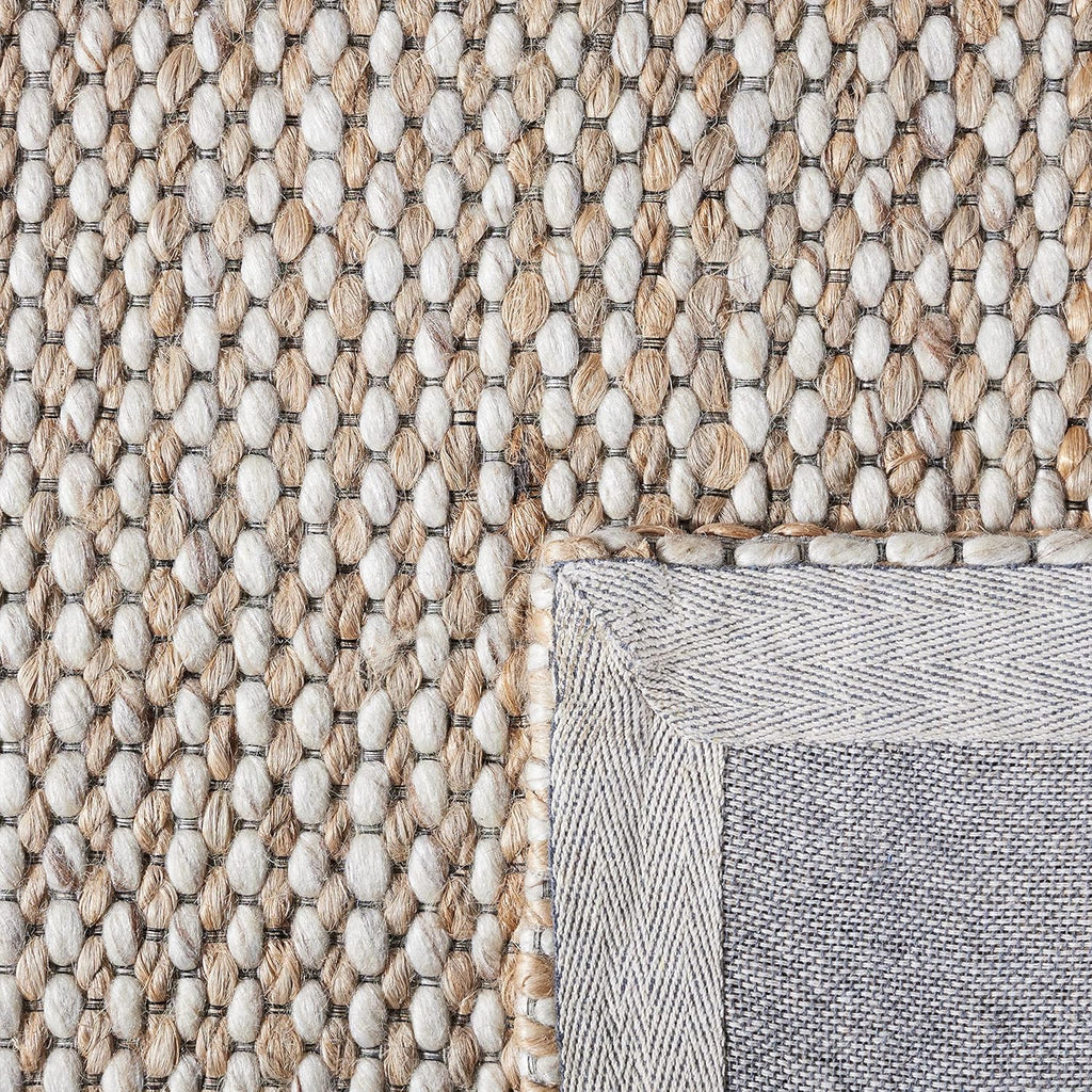 SAFAVIEH Natural Fiber Collection Area Rug - 9' x 12', Natural & Beige, Handmade Farmhouse Jute & Wool, Ideal for High Traffic Areas in Living Room, Bedroom (NFB553B)