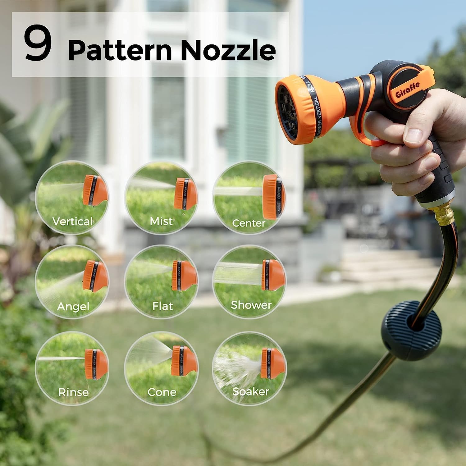 Giraffe Tools Retractable Garden Hose Reel 1/2 Inch x 155 with 5 ft Leader Hose  Heavy Duty  Any Length Lock  Slow Return System  Wall Mounted and 180 Deg Swivel Bracket