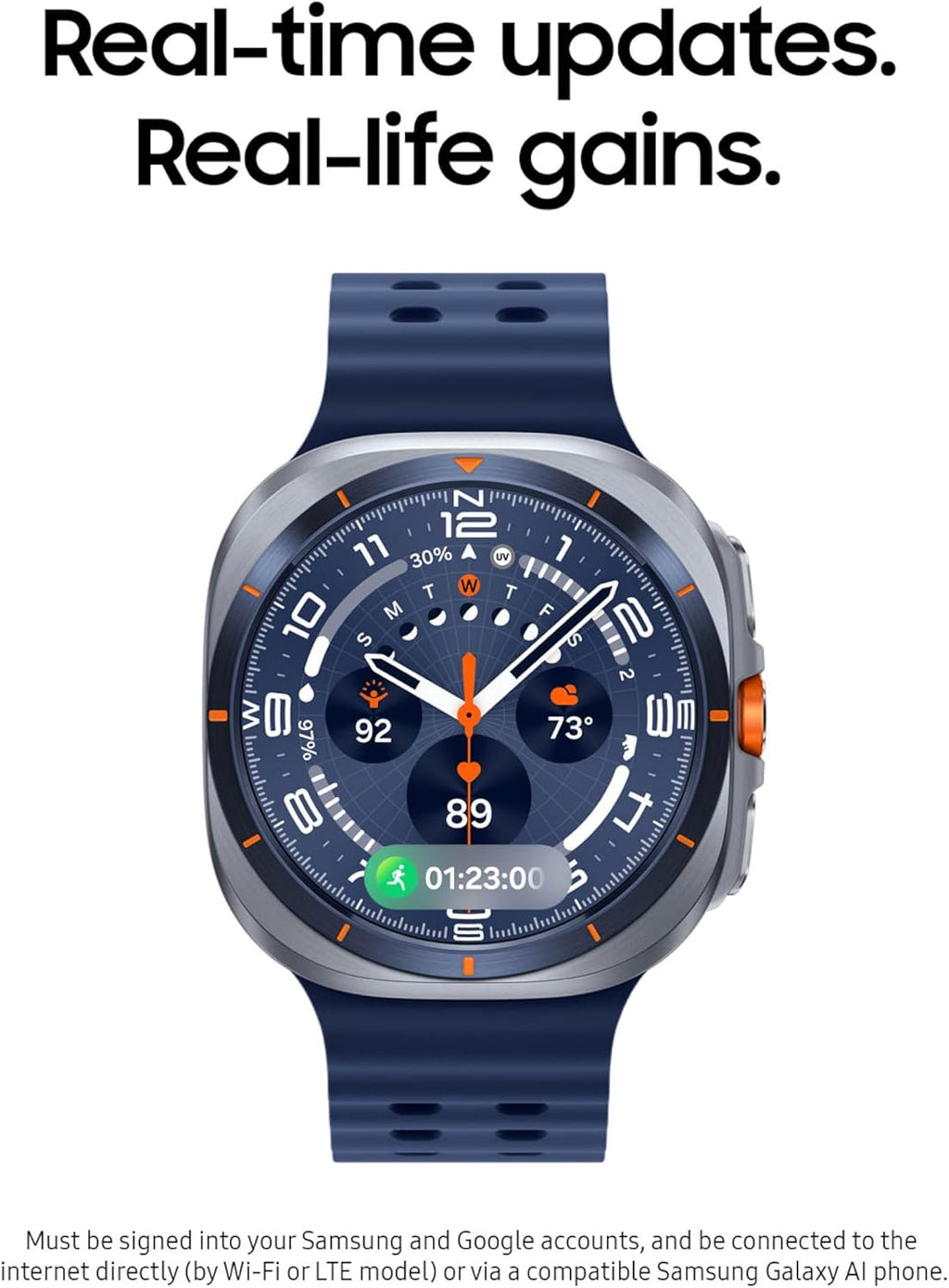 Samsung Galaxy Watch Ultra (2025) 47mm LTE Smartwatch  Titanium Casing  Advanced Sleep Coaching  Running Coach  Energy Score  Heart Rate Tracking  GPS  Titanium Silver US Version  2 Yr Warranty