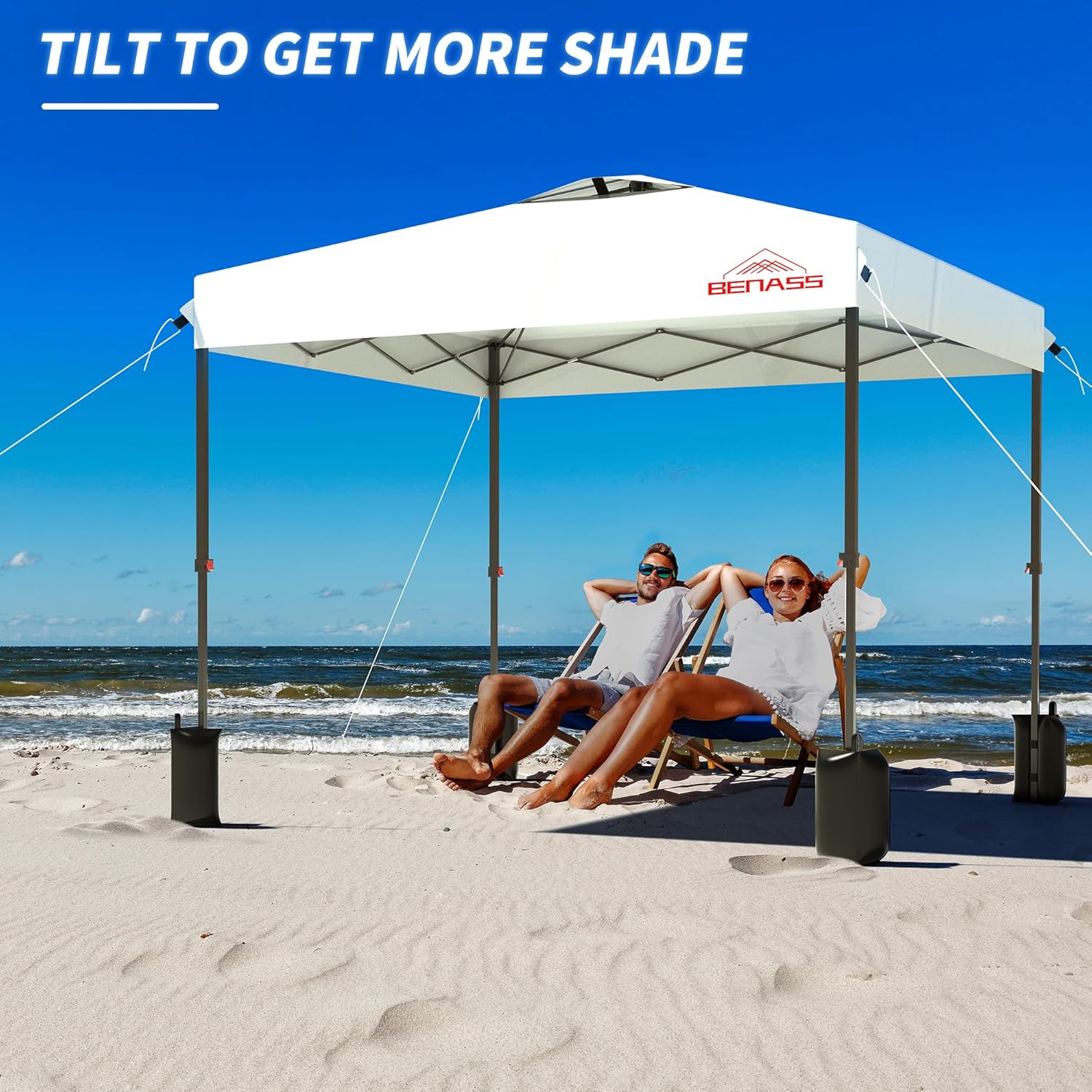10x10 Pop Up Canopy with Sidewalls  Easy Up Canopy Tent  Heavy Duty Tents for Parties  One Person Set Up Event Tent  White