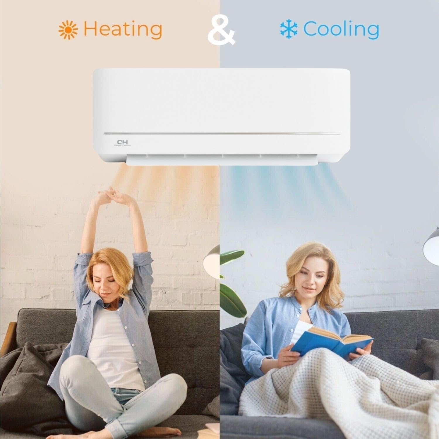 Cooper & Hunter 9,000 BTU 115V Single Zone Wall Mount Ductless Mini Split Air Conditioner & Heat Pump – 21.5 SEER2 – 16FT Installation Kit – R-410A Refrigerant Pre-Charged – Inverter