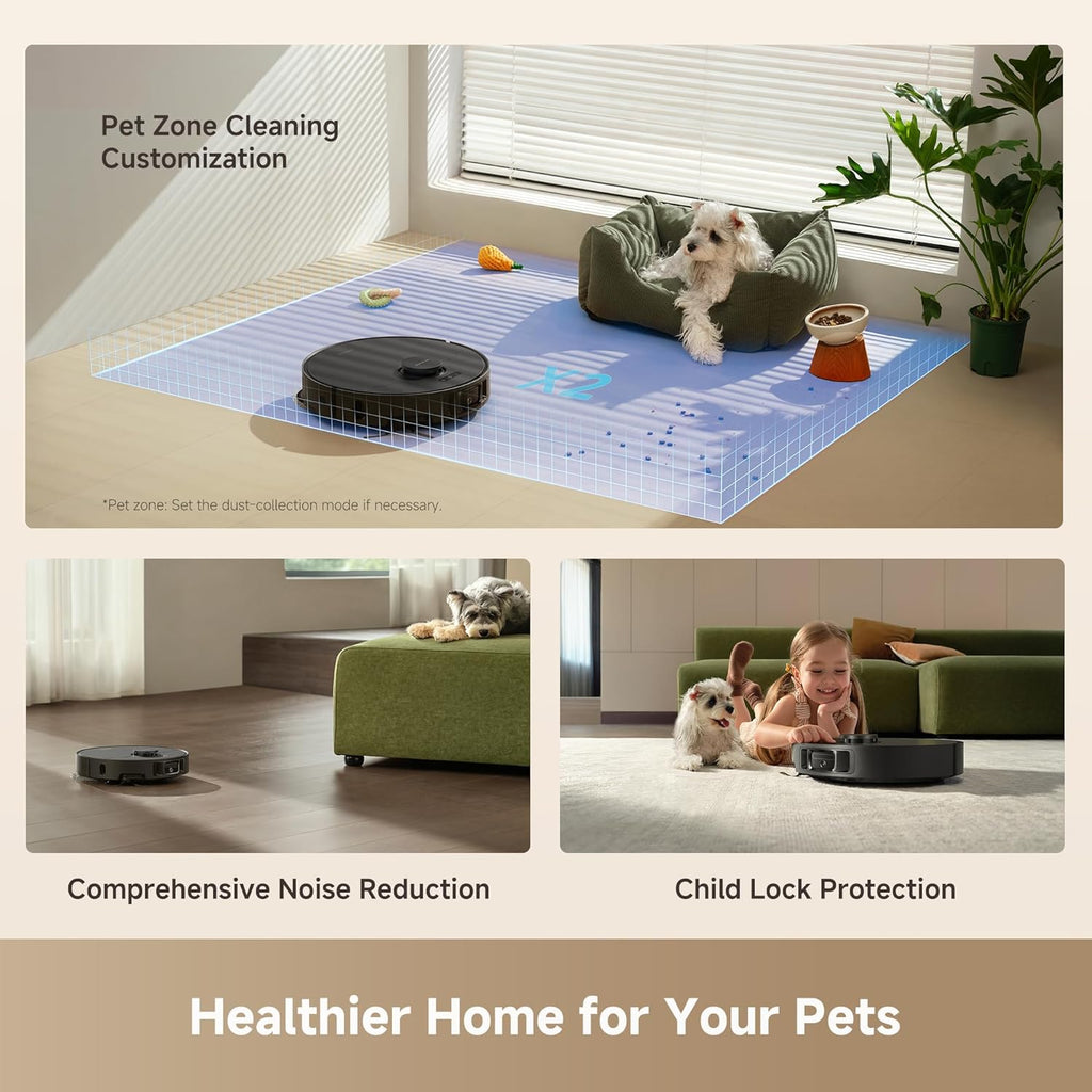 DREAME L40 Ultra Gen 2 Robot Vacuum and Mop with 25,000Pa Suction, Extendable Side Brush and Mop, All-in-One Self-Emptying & Cleaning Dock, Voice & App Control, Black
