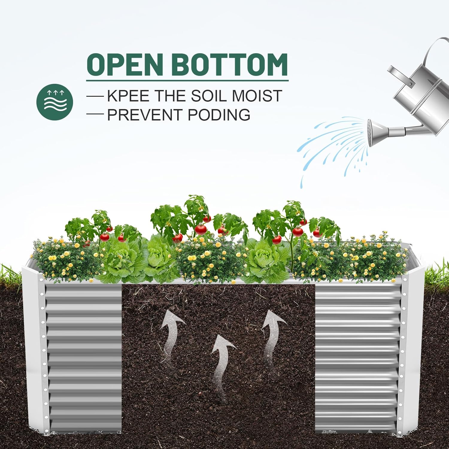 Land Guard 8x4x3ft Rectangular Galvanized Raised Garden Beds  Large-Capacity Metal Planter Box Outdoor  Durable Deep Raised Garden Bed 3ft Tall  Raised Beds for Gardening Vegetables  Classic Silver