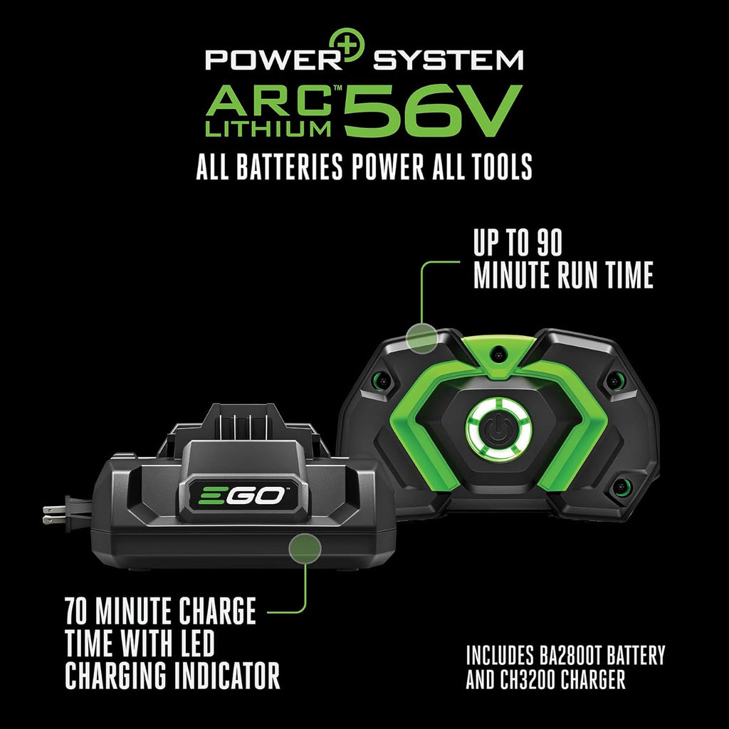 EGO POWER+ Leaf Blower  Cordless Electric 765 CFM  Includes 56V 5.0Ah Battery and Charger - LB7654