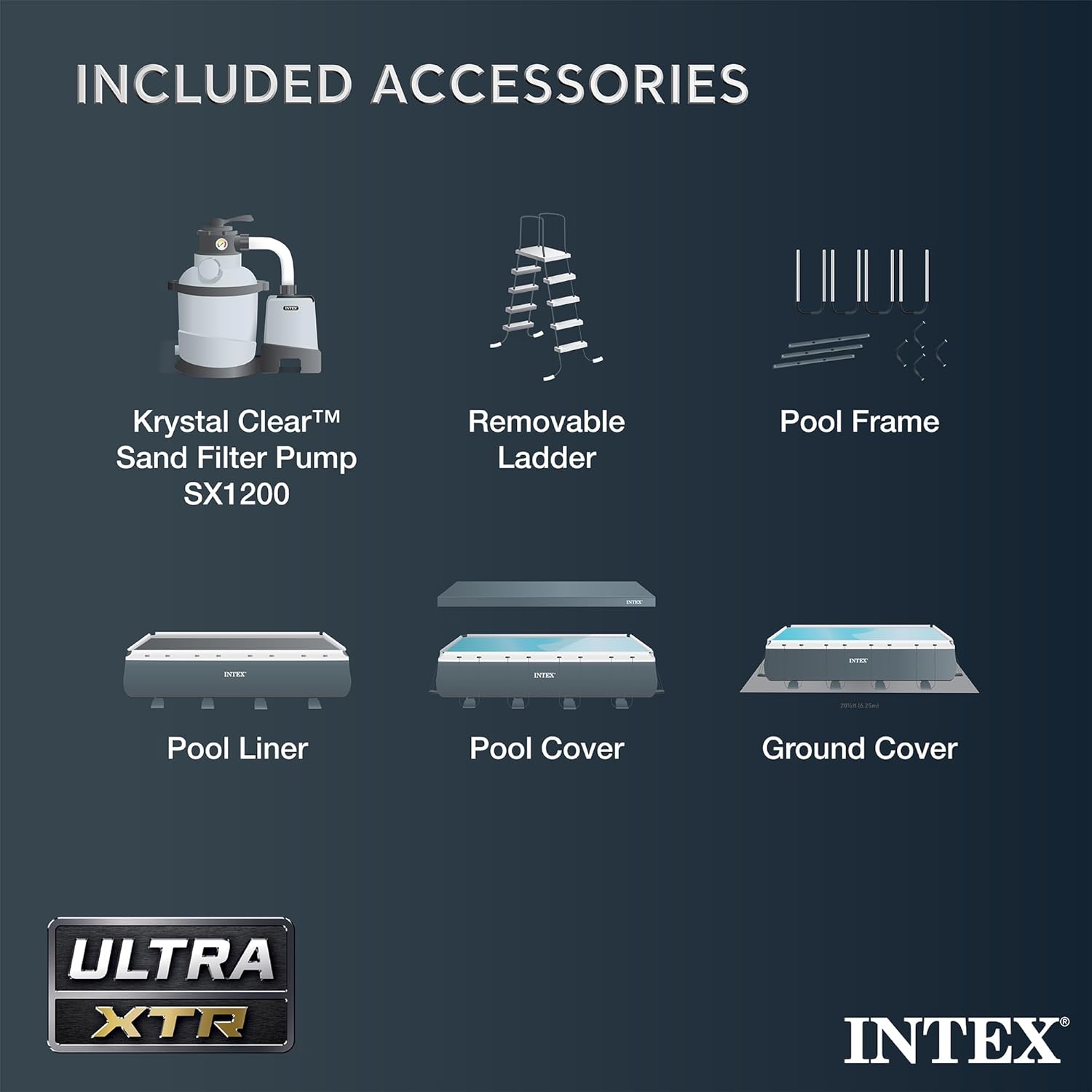 Intex 18' x 9' x 52" Ultra XTR Rectangular Frame Swimming Pool Set with Pump - Above Ground Backyard Large Rectangle Pool with 45-Inch Deep Water