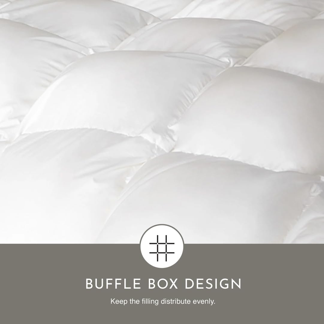 Highland Feather Tencel Organic Cotton Shell White Down Comforter 725 Super Fill Power Fluffy Duvet Insert Manufactured in Canada Ultra-Soft Lightweight (Winter, Full)