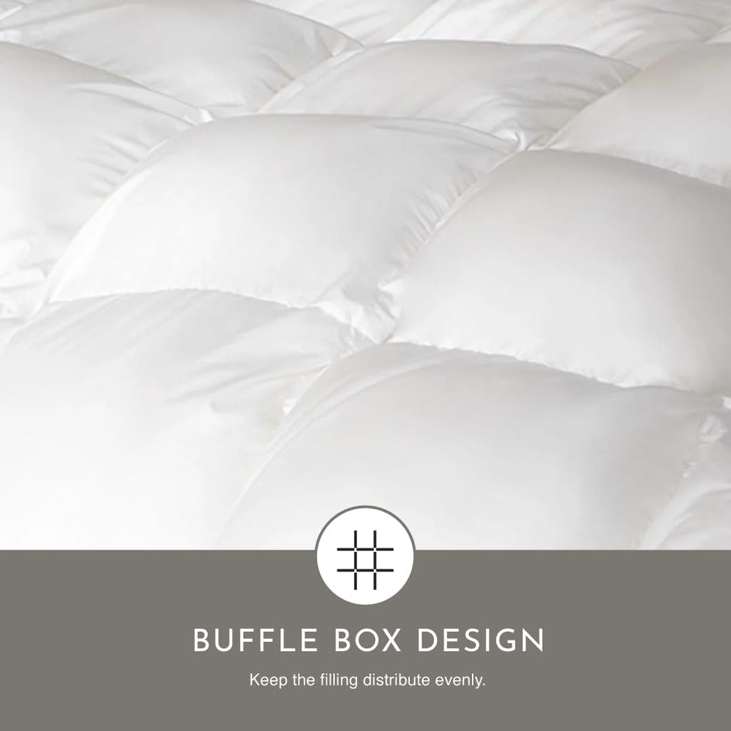 Highland Feather Summer Lightweight Airy White Goose Down Comforter with 300 Thread Count Tencel Organic Cotton Shell Luxurious Soft Duvet Insert Manufactured in Canada (600 Loft, Queen)