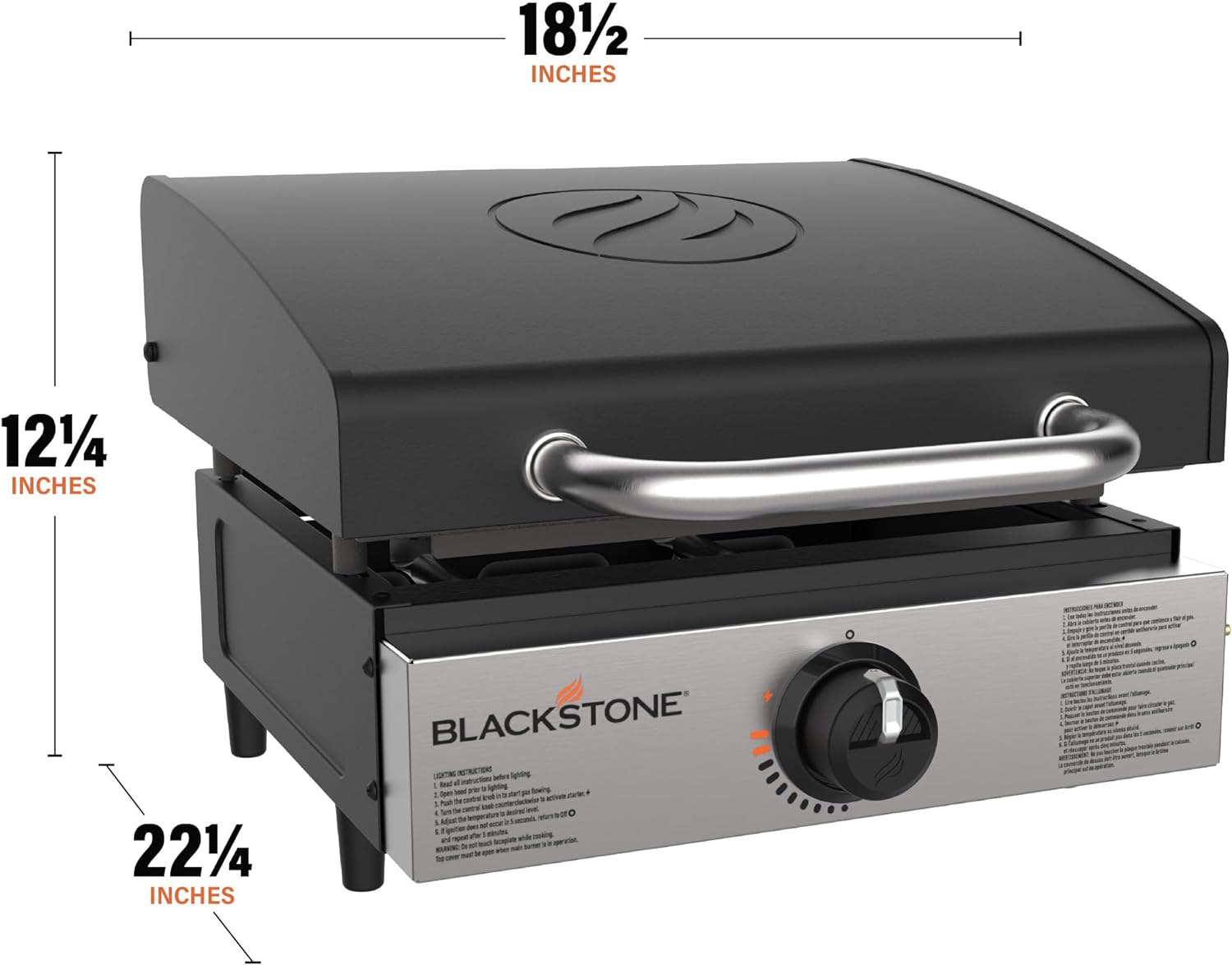BLACKSTONE 1814 Stainless Steel Propane Gas Portable  Flat Top Griddle Frill Station for Kitchen  Camping  Outdoor  Tailgating  Tabletop  Countertop – Heavy Duty & 12  000 BTUs  17 Inch  Black