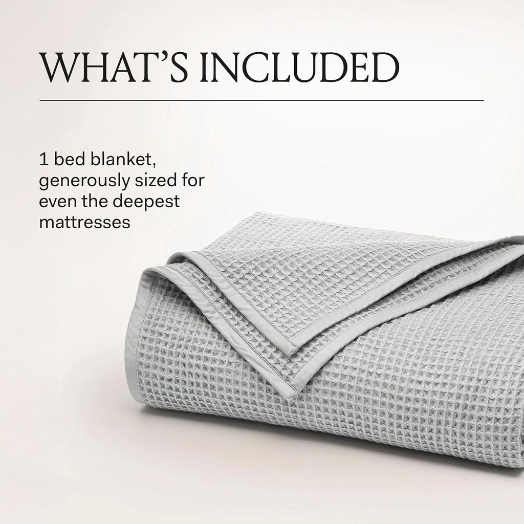 BOLL & BRANCH Waffle Bed Blanket - King/Cal King, Natural - Luxury 100% Organic Cotton - Soft, Lightweight and Breathable - Textured Waffle Weave
