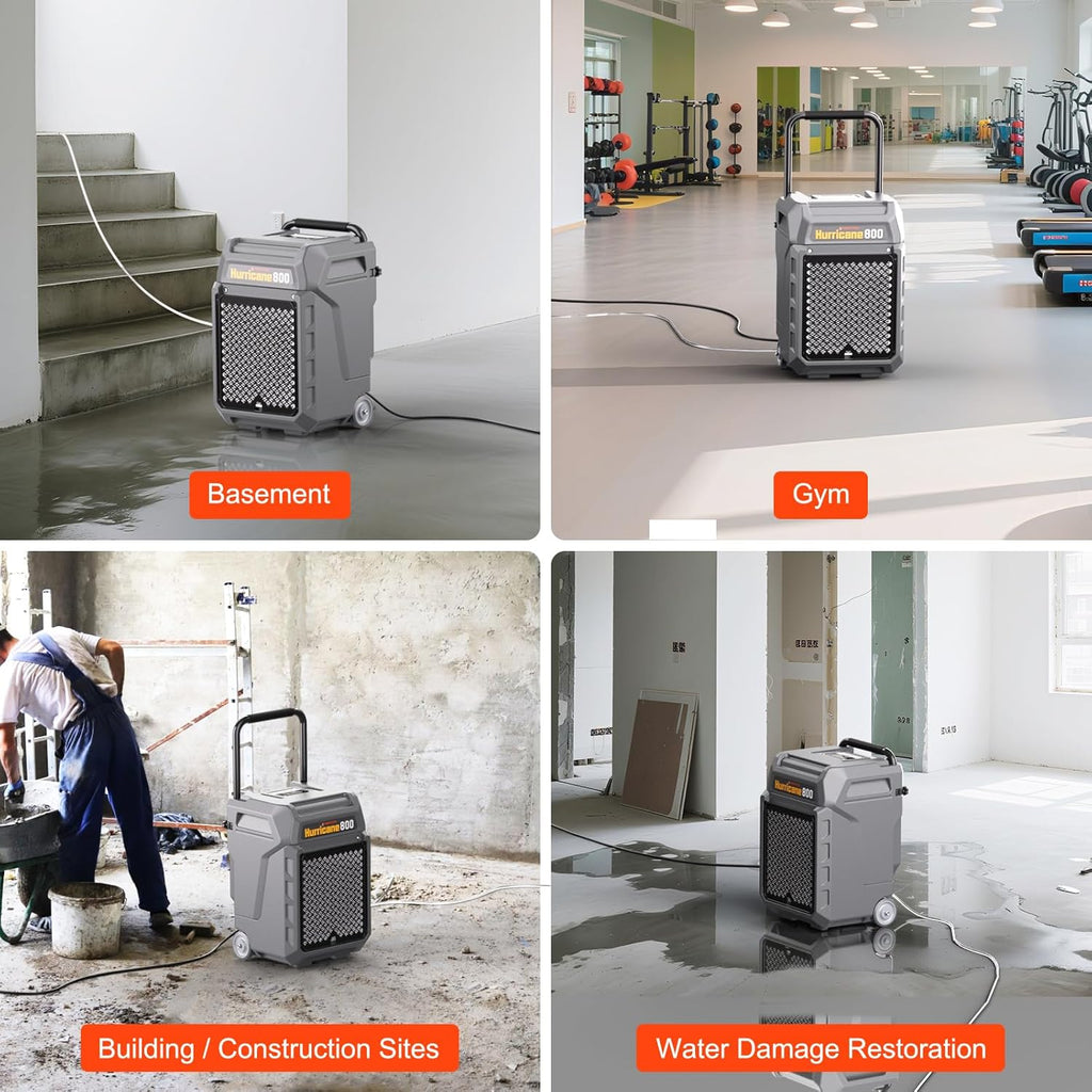 Abestorm 170 Pints Commercial Dehumidifiers with Pump & Drain Hose, Portable Industrial Dehumidifier for Water Damage Restoration, Basements, Warehouses - Covers Up to 2,100 Sq.Ft - 5-Year Warranty