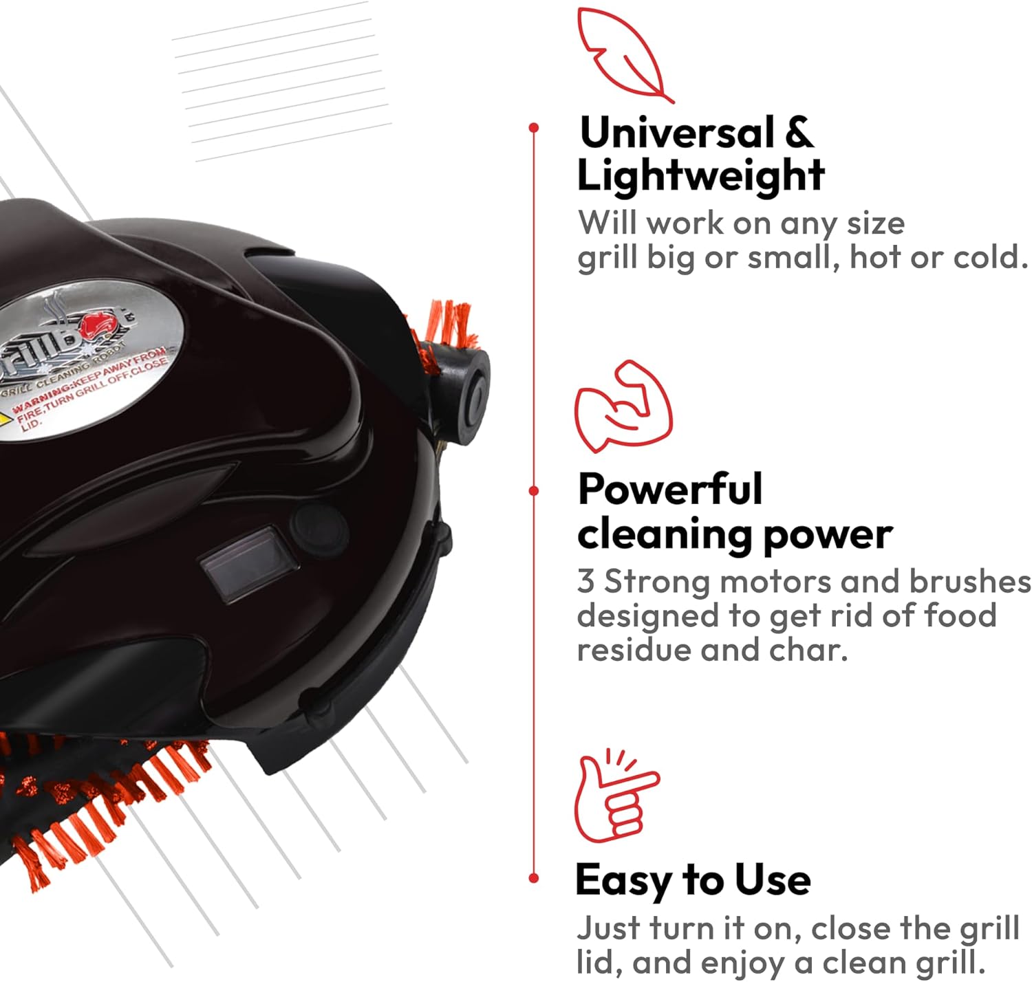 Grillbot Automatic Grill Cleaning Robot with Nylon Brushes  BBQ Grill Cleaner  Grill Brush  Grill Scraper  BBQ Accessories (Black Grillbot + Carry Case)