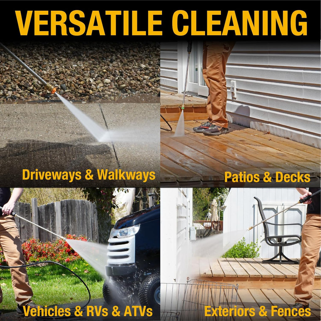 Poulan Pro Gas Pressure Washer  3400 PSI & 2.6 GPM  212cc 4-Cycle High Pressure Washer with 30ft Hose  21" Spray Lance  5 Nozzles for Cleaning Cars Driveways Patios Fences Furnitures