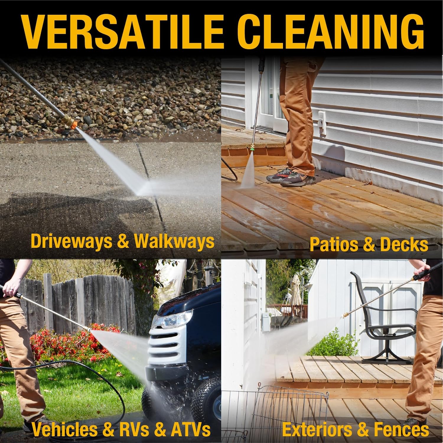 Poulan Pro Gas Pressure Washer  3400 PSI & 2.6 GPM  212cc 4-Cycle High Pressure Washer with 30ft Hose  21" Spray Lance  5 Nozzles for Cleaning Cars Driveways Patios Fences Furnitures
