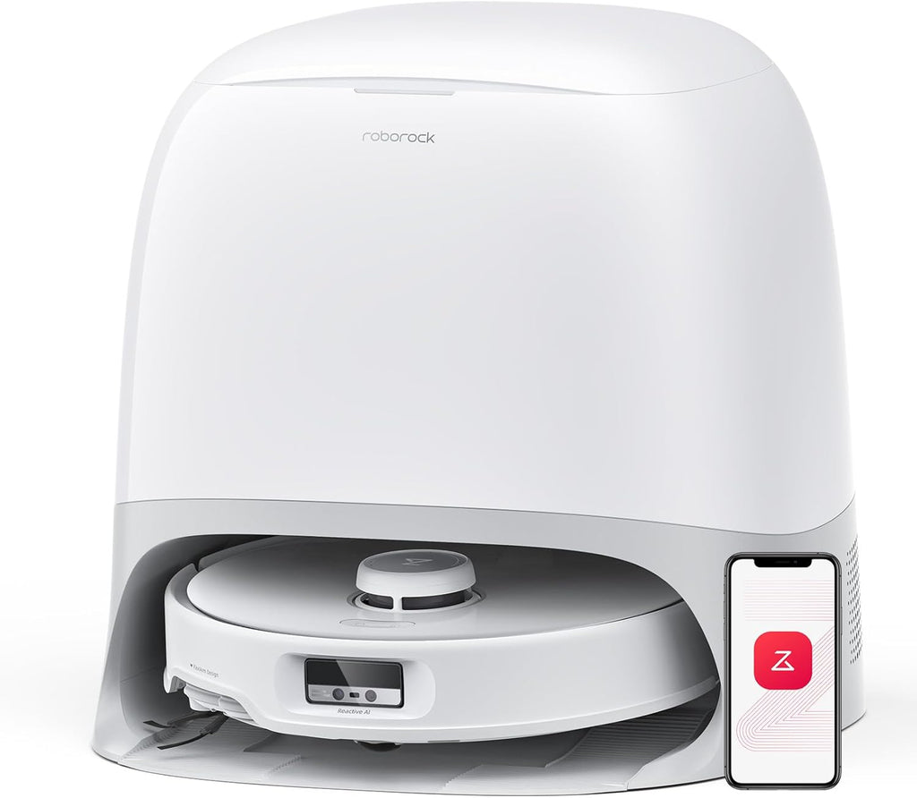 roborock Qrevo Curv Robot Vacuum and Mop, Zero-Tangling, AdaptiLift Chassis, FlexiArm Technology, Al Obstacle Recognition, 17mm Mop Lift, 18,500Pa Suction, Hot Water Mop Washing & Dock Self Cleaning