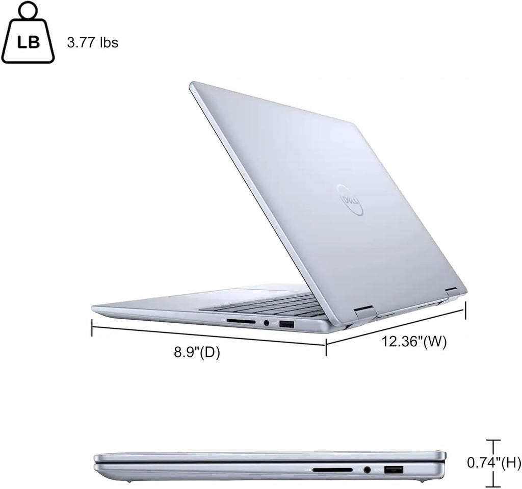 Dell Inspiron 14 7445 2-in-1 Laptop 14" WUXGA Comfortview Touchscreen AMD 6-core Ryzen 5 8640HS (>i7-1355U) 16GB RAM 512GB SSD Backlit for Creator Business Professional Work Win11 w/Copilot AI