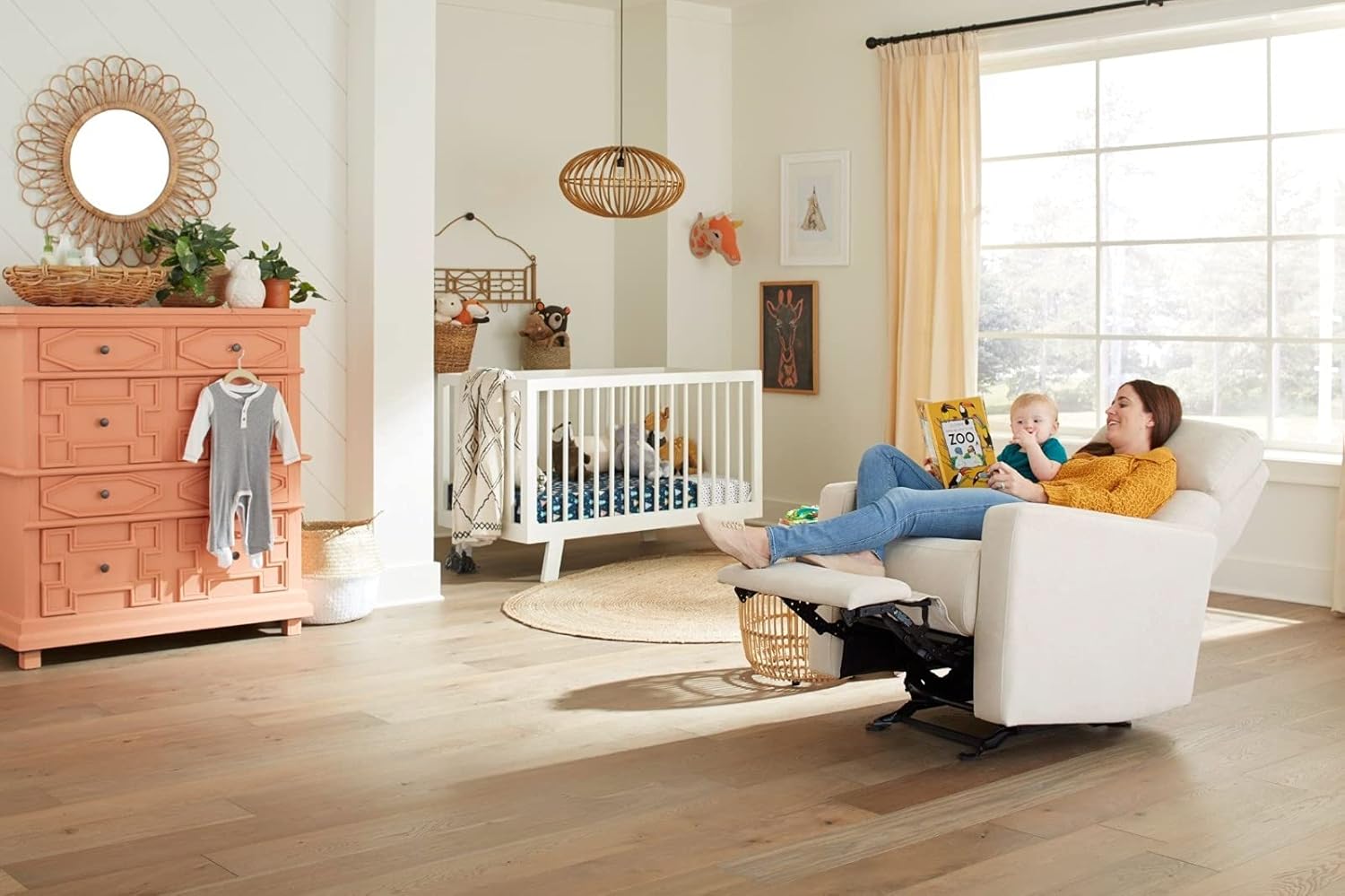 Nurture& The Glider Premium Power Recliner Nursery Glider Chair with Adjustable Head Support | Designed with a Thoughtful Combination of Function and Comfort | Built-in USB Charger (Ivory)