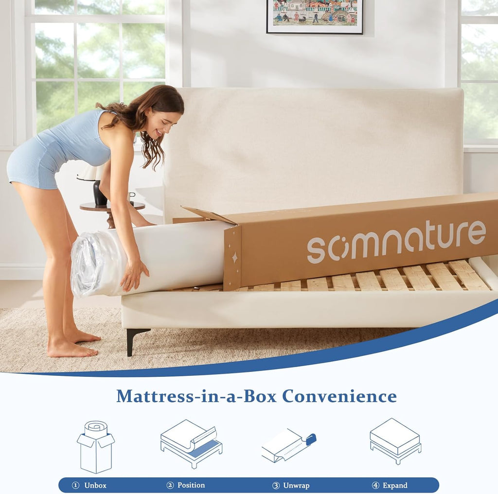 Queen Mattress in a Box, 12 Inch Cooling Gel Memory Foam Mattress for Pressure Relief & Deep Sleep, Medium Firm with Motion Isolation, CertiPUR-US Certified, Fiberglass Free