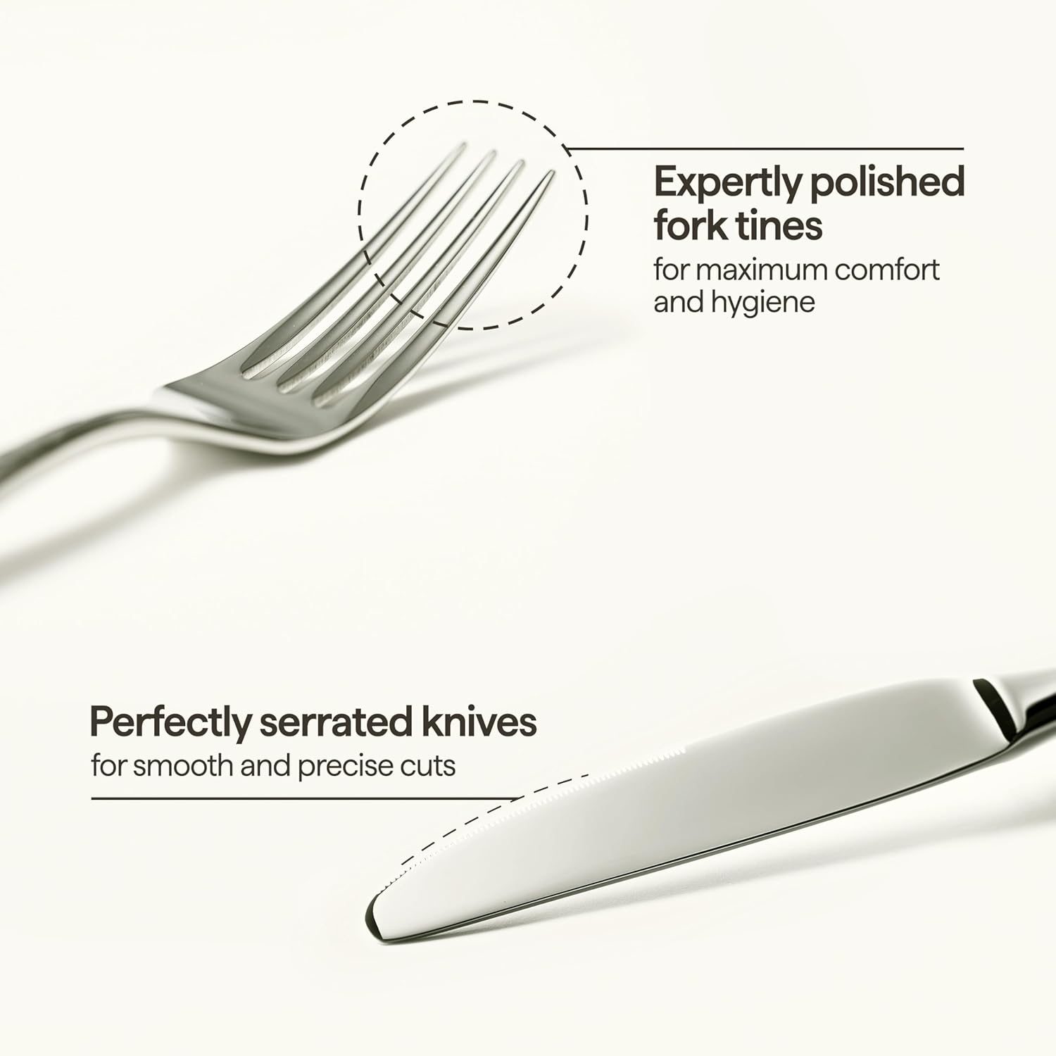 Luciella Tropea Polished Flatware Set for 8, 45-Piece Premium 18/10 Stainless Steel Silverware Set with Serving Utensils, Modern Mirror Finish, Rust Resistant, Dishwasher Safe