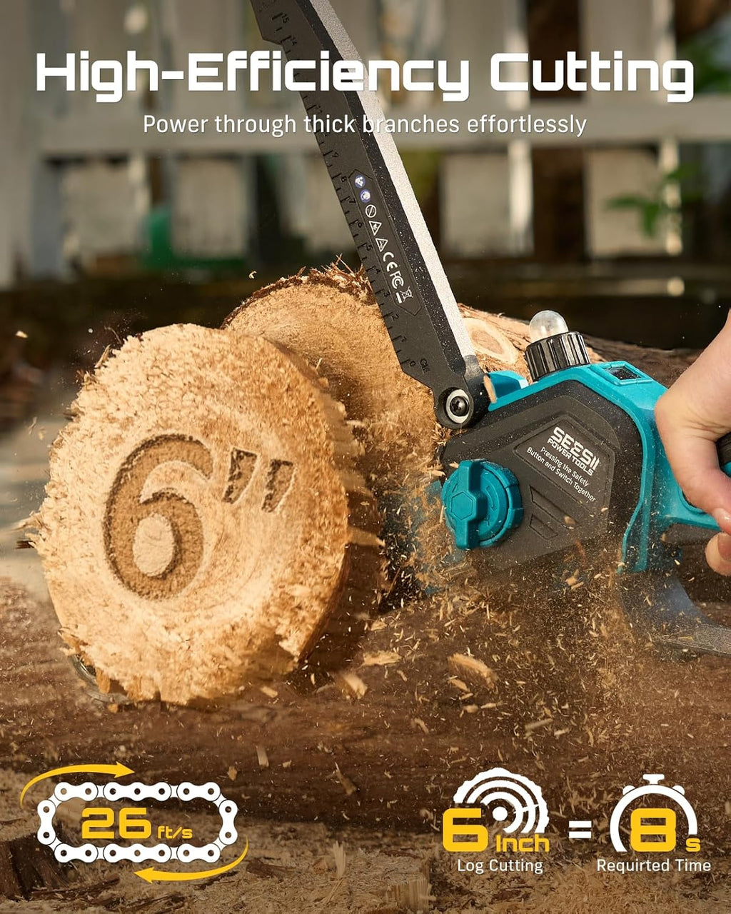 SEESII 2-in-1 Electric Pole Saws: Brushless Mini Chainsaw Cordless 6 Inch  2 x 4000mAh Batteries  Pole Saw for Tree Trimming Hand held Chain Saw with Extension Pole for Tree Limb Branch Cutter P6 Ace