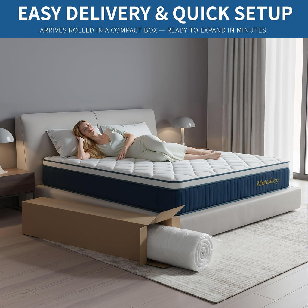 14″ King Hybrid Mattress – Cooler, Quieter & Deeper Comfort, Airflow Foam + Pocket Coils, 2″+ Plush Cushion, Heavy-Duty Support, CertiPUR-US, Fiberglass-Free, Mattress in a Box