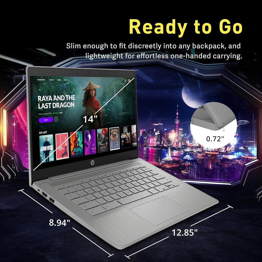 HP Chromebook 14" HD Laptop for Business & Students  Intel Celeron N4120  4GB LPDDR4  224GB Storage(64GB eMMC+160GB Docking Station)  UHD Graphics  Webcam  Long Battery Life  Chrome OS  Modern Gray