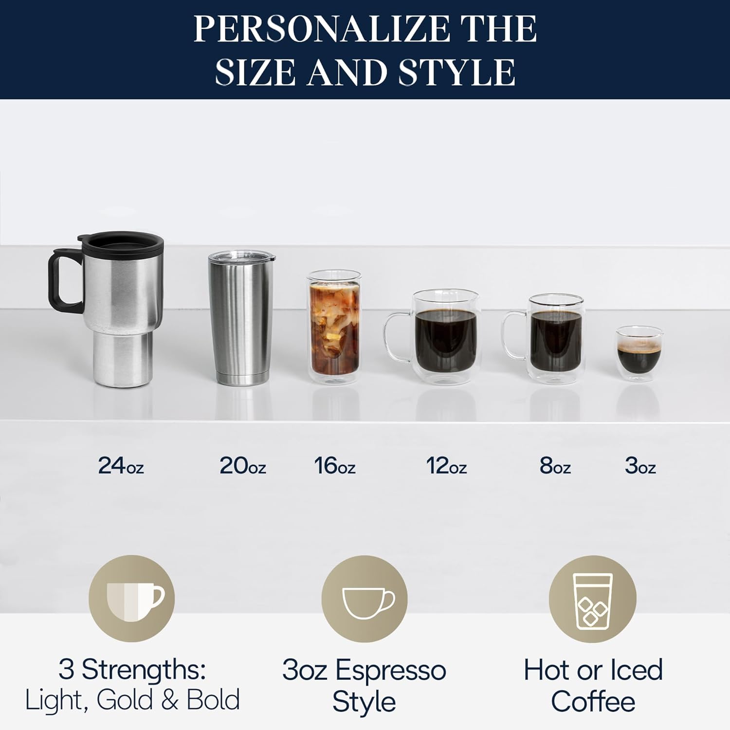 De'Longhi True Brew Drip Coffee Maker, Built in Grinder, Single Serve, 8 oz to 24 oz, Hot or Iced Coffee, Stainless, CAM51025MB