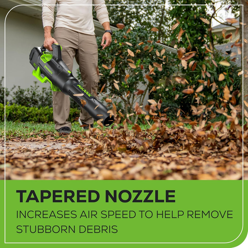 Greenworks 80V (700 CFM / 170 MPH) Brushless Cordless Leaf Blower  Commercial-Grade Power  40-Min Rapid Charger for Wet Leaves  Heavy Debris  Gravel and Driveway Snow  Includes 2.5Ah Battery & Charger