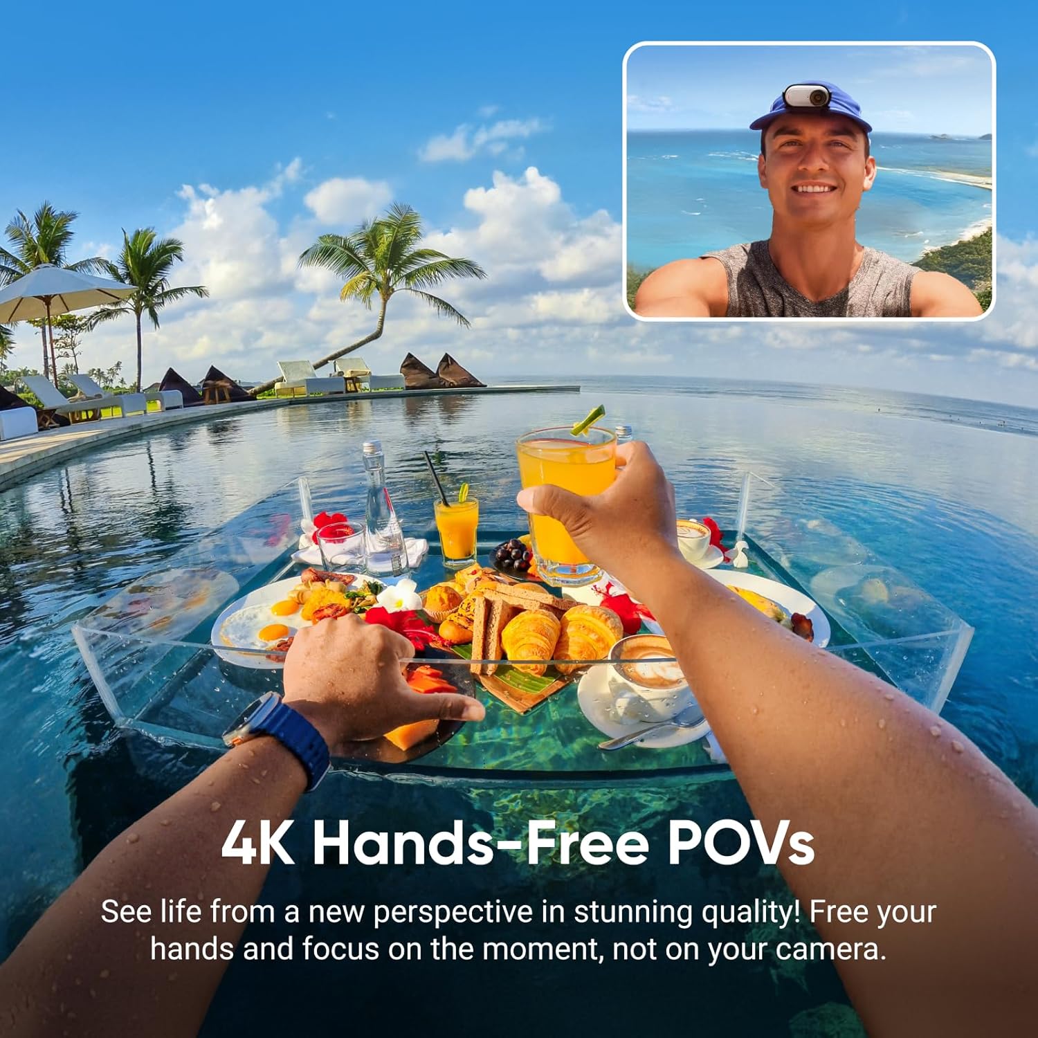 Insta360 GO 3S - 128 GB White 4K Tiny Portable Vlogging Camera  Hands-Free POVs  Mount Anywhere  Stabilization  140 Min Battery Life  10m Waterproof  Apple Find My  Pet POV
