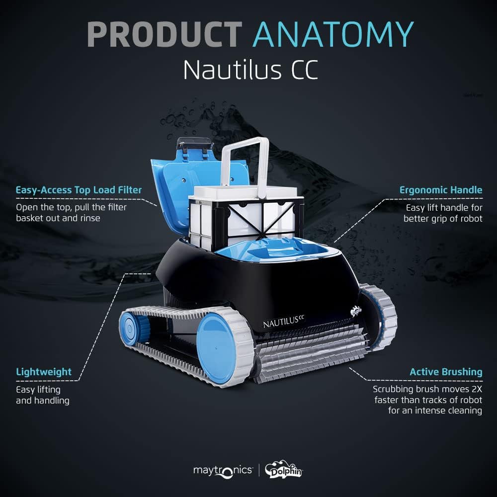 Dolphin Nautilus CC Automatic Robotic Pool Vacuum Cleaner Includes Caddy and Classic Cover for Storage and Protection  Ideal for In-Ground Pools up to 33 FT in Length