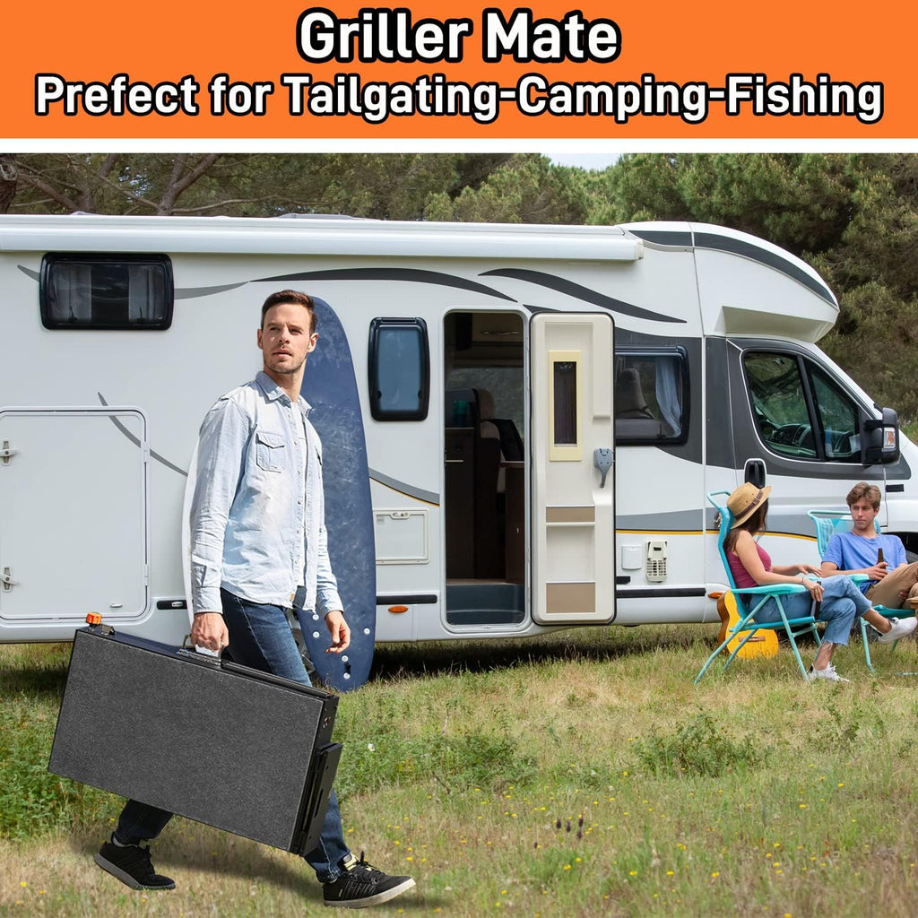Grill Table for Blackstone Griddle  Portable Griddle Table with Caddy - Fit 17” or 22” Other Tabletop Grill  Foldable Ninja Grill Stand& Blackstone Griddle Stand for Outdoor Tailgating-Camping