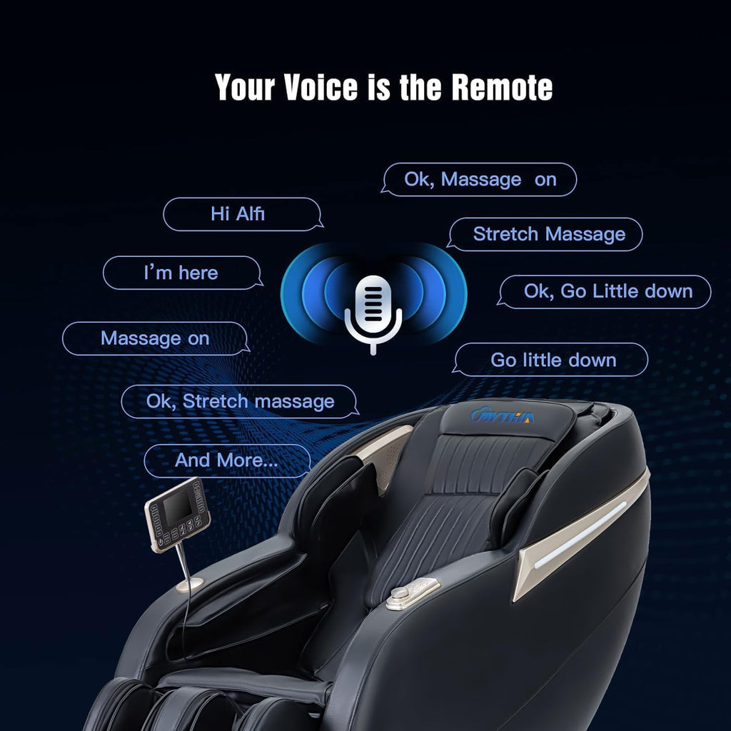 MYTHIA MD906 2026 Massage Chair - Full Body Zero Gravity Recliner with 3D Massage, Heat Therapy, Air Pressure & Foot Roller, Bluetooth & USB Charging Port for Home & Office Use (Black)